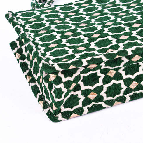 Emerald Moroccan Brocade Shoulder Bag - Authentic Linen Tote 🌿