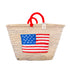 USA Embroidered Flag Basket – Patriotic 4th of July Gift or Beach Vacation Tote (White, Blue & Red)