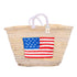 USA Embroidered Flag Basket – Patriotic 4th of July Gift or Beach Vacation Tote (White, Blue & Red)
