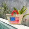 USA Embroidered Flag Basket – Patriotic 4th of July Gift or Beach Vacation Tote (White, Blue & Red)