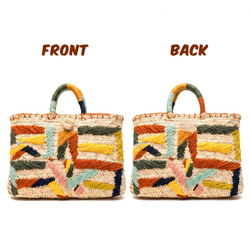 Handcrafted Colorful Moroccan Handbag | Embroidered Market Tote