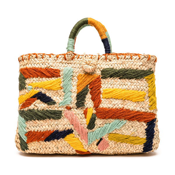 Handcrafted Colorful Moroccan Handbag | Embroidered Market Tote
