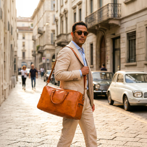 Luxury Moroccan Men’s Leather Travel Duffle Bag Handmade | Premium Craftsmanship