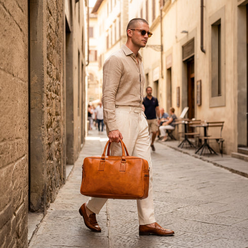 Luxury Moroccan Men’s Leather Travel Duffle Bag Handmade | Premium Craftsmanship
