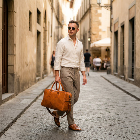 Luxury Moroccan Men’s Leather Travel Duffle Bag Handmade | Premium Craftsmanship