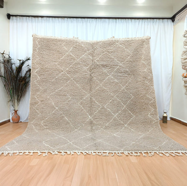 Moroccan Berber Rug – Ivory Geometric Wool Area Rug