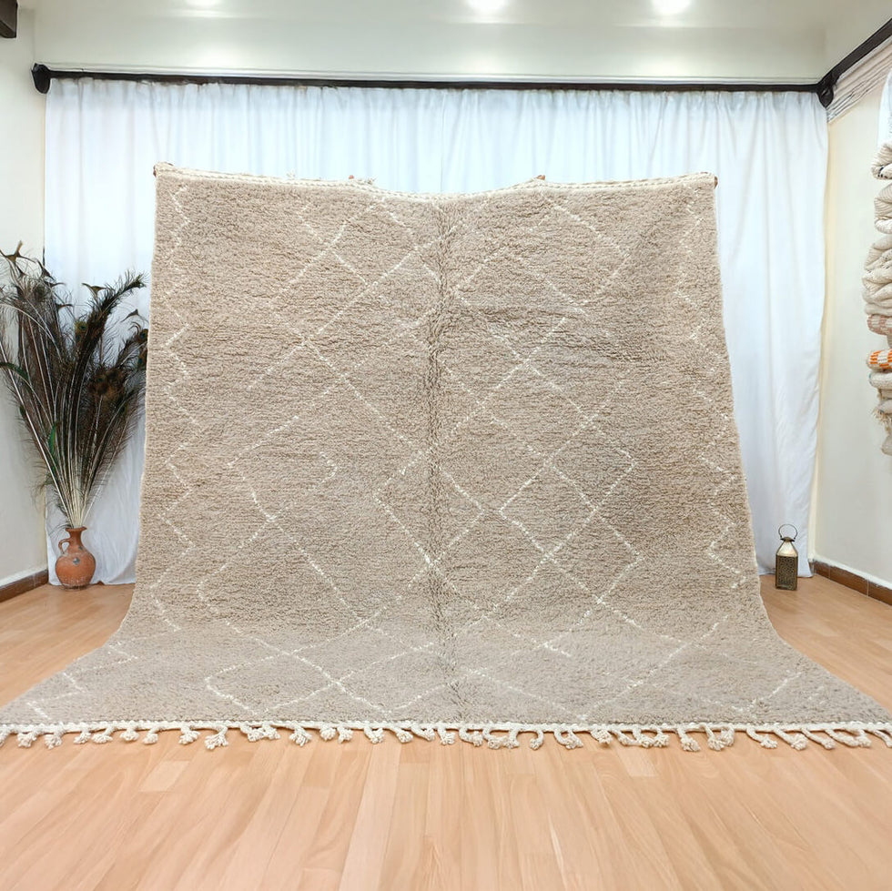 Moroccan Berber Rug – Ivory Geometric Wool Area Rug