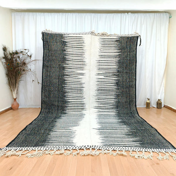 Beni Ourain Rug – Charcoal Geometric Wool Area Rug