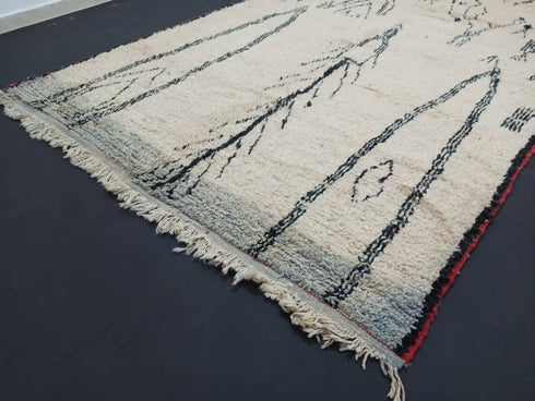 Handmade Creamy Abstract Moroccan Berber Rug for Living Room
