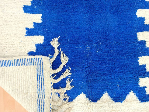 Handmade Moroccan Beni Ourain Wool Rug in Royal Blue