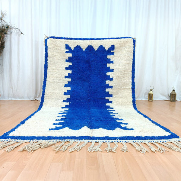 Beni Ourain Rug – Blue Abstract Wool Rug