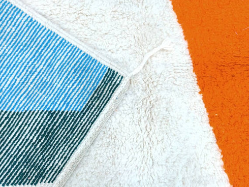 Handmade Moroccan Berber Rug - Peach & Blue Wool Area Rug