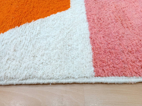 Handmade Moroccan Berber Rug - Peach & Blue Wool Area Rug