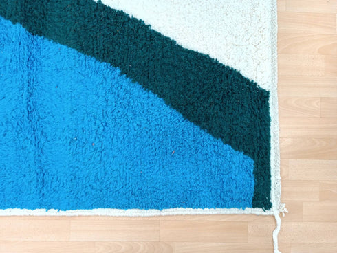 Handmade Moroccan Berber Rug - Peach & Blue Wool Area Rug