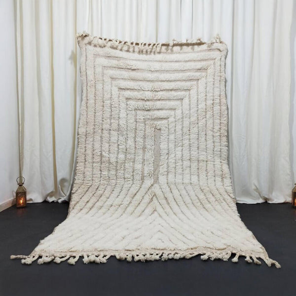 Moroccan Berber Rug – Ivory Geometric Wool Rug