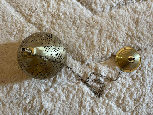 Handmade Moroccan Brass Pendant Light - Round Chandelier (PL 1075)