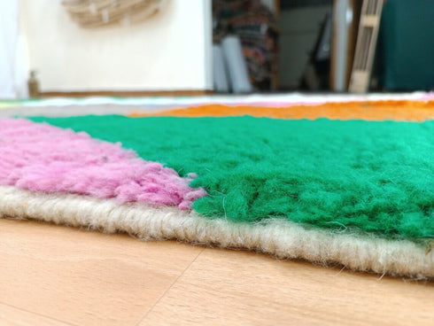 Handmade Moroccan Colorful Wool Runner | Boho Berber Rug