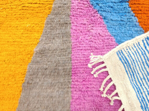 Handmade Moroccan Colorful Wool Runner | Boho Berber Rug