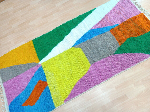Handmade Moroccan Colorful Wool Runner | Boho Berber Rug