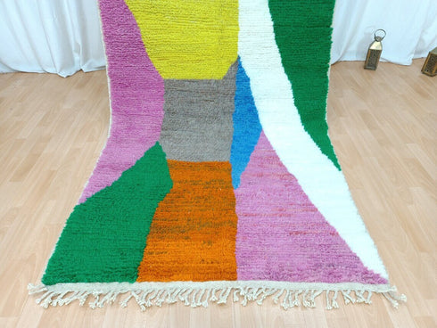 Handmade Moroccan Colorful Wool Runner | Boho Berber Rug