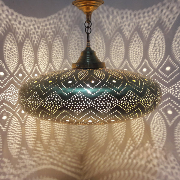 Brass Pendant Light – Moroccan Filigree Openwork Pendant Lamp