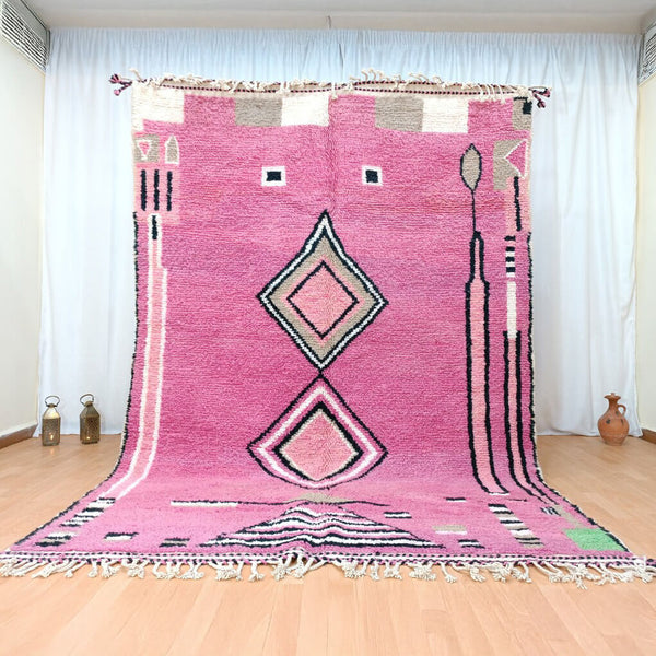 Moroccan Berber Rug – Pink Geometric Wool Rug
