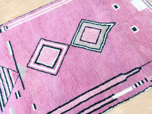 Handmade Moroccan Pink Rug - Berber Wool Carpet