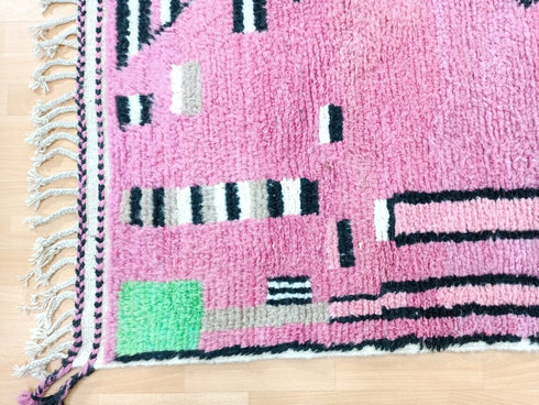 Handmade Moroccan Pink Rug - Berber Wool Carpet