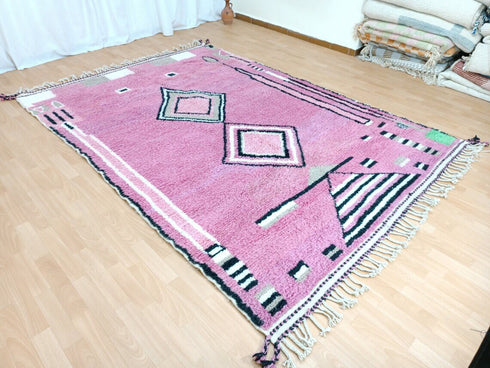 Handmade Moroccan Pink Rug - Berber Wool Carpet