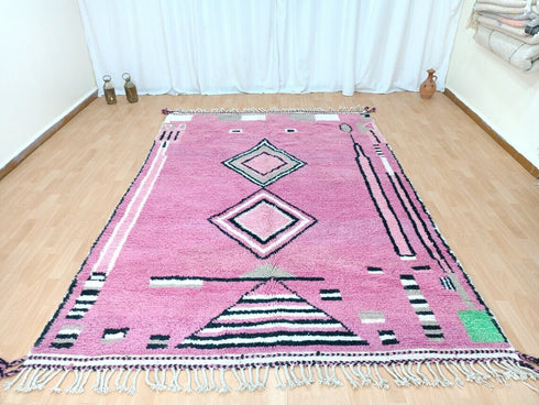 Handmade Moroccan Pink Rug - Berber Wool Carpet