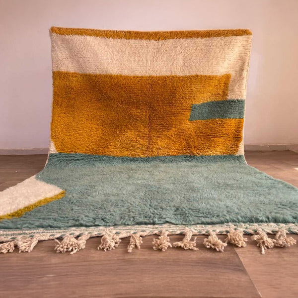 Beni Ourain Rug – Orange & Gray Tribal Wool Area Rug