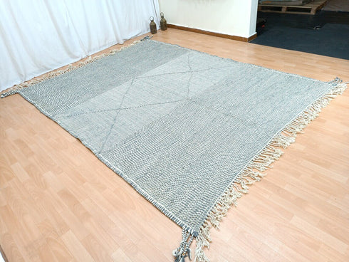 Handmade Moroccan Wool Kilim Rug – Berber Striped Flat Weave