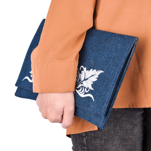 Moroccan Blue Clutch Handbag – Elegant Embroidery for Weddings & Special Occasions