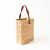 Reed Wicker Bottle Basket – Rectangle Picnic Glass Bottle Carrier with Leather Handle