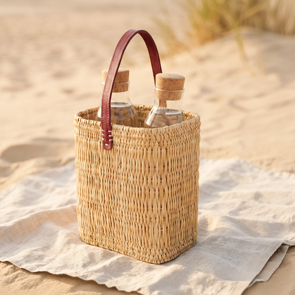 Reed Bottle Basket – Handmade Wine Carrier