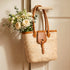 Moroccan Leather Handle Handbag - Handwoven Straw Tote Bag | Mother's Day Gift