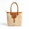 Natural woven Moroccan handbag with premium leather handles perfect for beach vacations and picnics