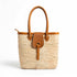 Natural woven Moroccan handbag with premium leather handles perfect for beach vacations and picnics