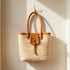 Natural woven Moroccan handbag with premium leather handles perfect for beach vacations and picnics 4