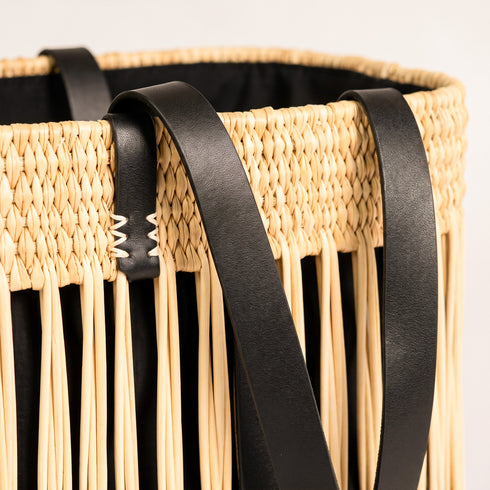 Handmade Wicker Tote Bag | Openwork Basket with Drawstring