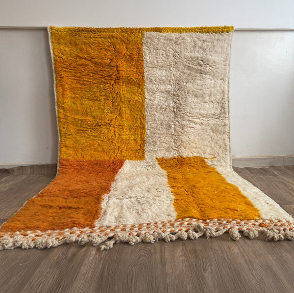 Beni Ourain Rug – Yellow Geometric Wool Area Rug