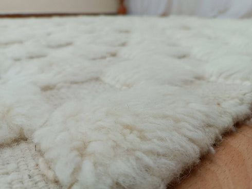 Handmade Tufted Beni Ourain Checkered Moroccan Wool Rug