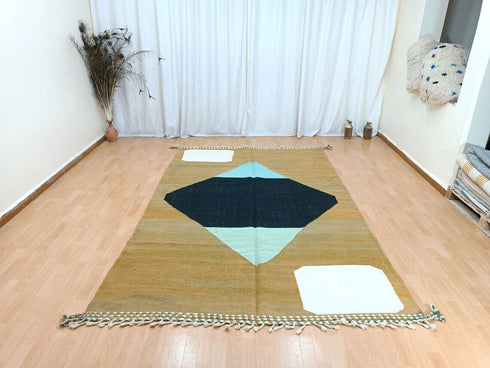 Handmade Wool Moroccan Rug | Abstract Beni Ouarain Kilim