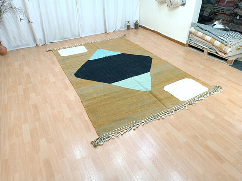 Handmade Wool Moroccan Rug | Abstract Beni Ouarain Kilim