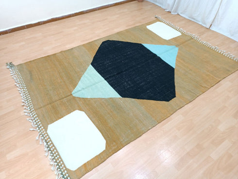 Handmade Wool Moroccan Rug | Abstract Beni Ouarain Kilim