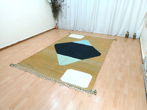 Handmade Wool Moroccan Rug | Abstract Beni Ouarain Kilim