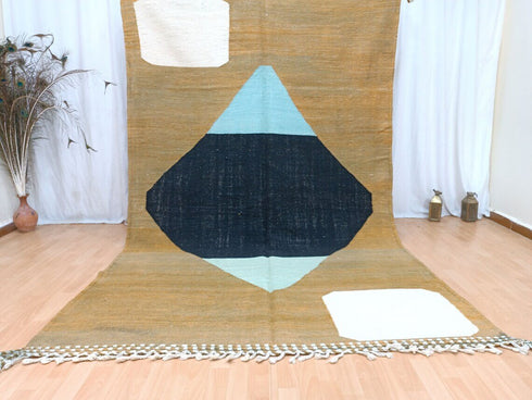 Handmade Wool Moroccan Rug | Abstract Beni Ouarain Kilim