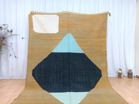 Handmade Wool Moroccan Rug | Abstract Beni Ouarain Kilim