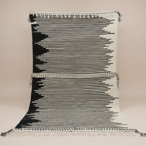 Handmade Moroccan Wool Rug - Black and White Berber Carpet