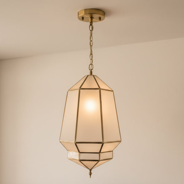 Handmade Moroccan Brass Lamp with Milky Glass - Home Decor (pl-2020)